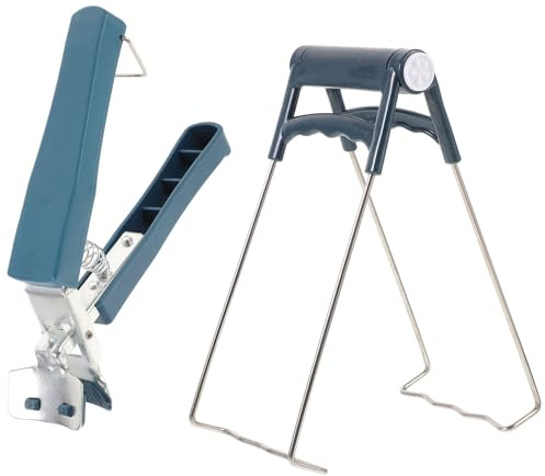 Gadpiparty 2pcs Stainless Steel Kitchen Bowl Clips with Blue Silicone Anti-Scald Gripper Heavy Duty Non-Slip Heat Resistant Dish Clamp for Safe Lifting Pots Plates and Hot Containers