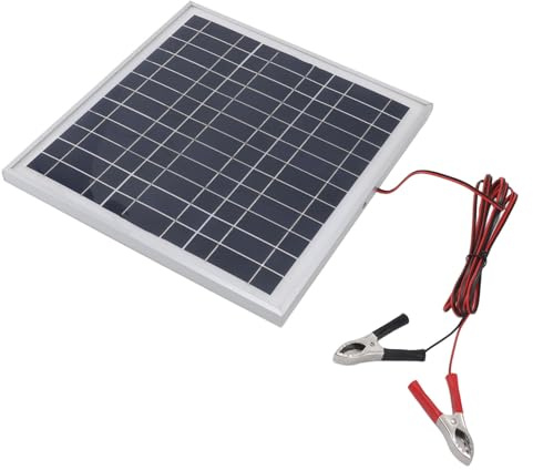 Zunate Panneau Solaire en Silicium Monocristallin, Cadre en Aluminium Efficace 50W, pour Camping-car, Randonnée, 27x28cm, Clips de Batterie Rouges et Noirs