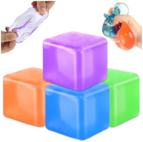 Spielzeug Stress Würfel, 4 Stück Eiswürfel Sensorischer Würfel | Stressbälle Spielzeug Angstlinderung Stressbälle für Erwachsene Kinder