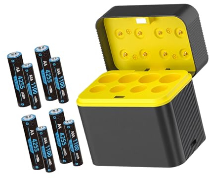 CAZSTYK Stazione Ricarica Rapida Dock Ricarica Batteria a 8 Slot con Porta Tipo C e Display a LED per Dispositivo con batterie Ricaricabili 4AA 4AAA