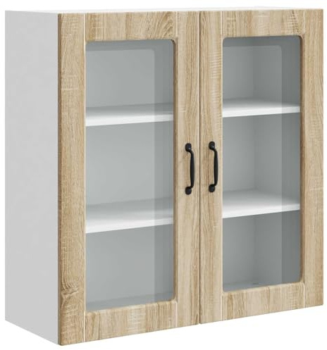Küchenmöbel aus Holz, 80 x 31 x 80 cm, Geschirrspüler Sonoma-Eiche, Wandaufbewahrung mit Ablagen für Utensilien und Gewürze, modernes elegantes Design.