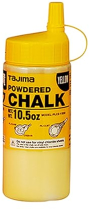 Tajima Micro Chalk - Yellow 10.5 oz (300g) Ultra-Fine Snap-Line Chalk with Durable Bottle & Easy-Fill Nozzle - PLC2-Y300