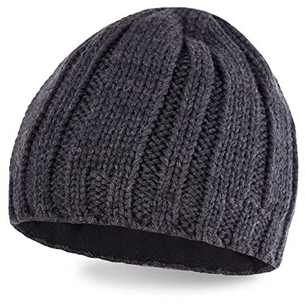 Neverless® Coole Herren Strickmütze mit Fleece gefüttert, Mütze mit Futter, Winter-Mütze grau Unisize