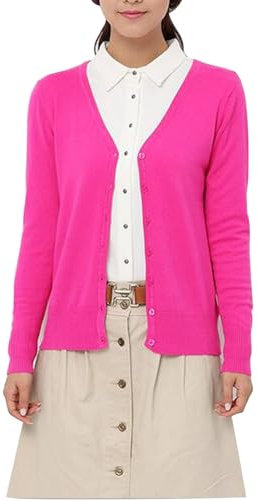Mooncolour Womens 24 Colors Knit Outwear Cardigan Swearter, Hot Pink, UK 16