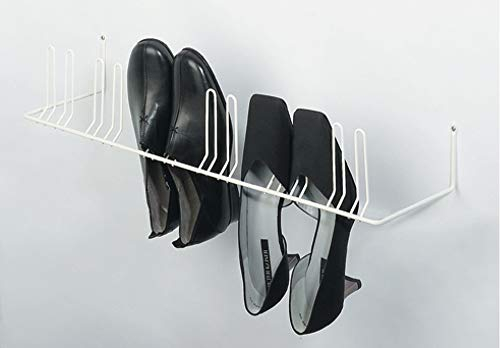 Gedotec Schuhablage Wand-Montage Schuhhalter Garderobe Schuhregal zum Schrauben | Halterung für 4 Paar Schuhe | Breite: 420 mm | Metall RAL 9010 rein-weiß | 1 Stück - Schuh-Aufhänger - Schuh Wand