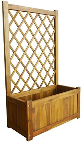vidaXL Solid Acacia Wood Garden Raised Bed with Trellis Flower Raised Bed Pot