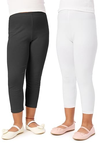 Merry Style Mädchen 3/4 Leggings aus Viskose 2 Pack MS10-131 (Schwarz/Weiß (2Pack), 134 cm)