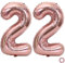 Juland Luftballon Zahl 22 Rosegold Geburtstag Folienballon Helium Folie Pinke Luftballons für Geburtstag Jubiläum 40 Zoll XXL- Riesenzahlen #22