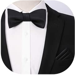 HISDERN Schwarze Fliege Herren Fliege Mit Einstecktuch Set Einfarbig Selbstbinder Fliegen-Sets Für Festival Weihnachten Hochzeit Party,Schwarz