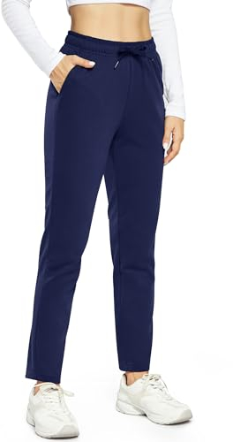 OUGES Jogginghose Damen Lang Baumwolle Sporthose Freizeithose Stretch Trainingshose Mit Taschen L