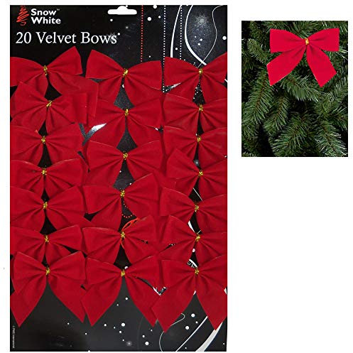 20 Pack 8cm Red Velvet Bows Christmas Tree Decoration