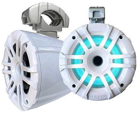 Memphis Audio MXA62TW 6.5 Wake Tower Speakers, White with Swivel Mounting Clamps