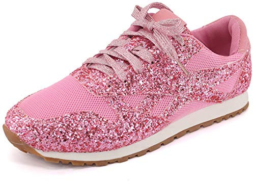 Pradize Turnschuhe Mit Rosa Glänzenden Pailletten (40)