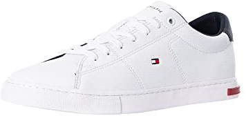 Tommy Hilfiger Men’s Essential Leather Detail Vulcanised Trainers, White (White), 11