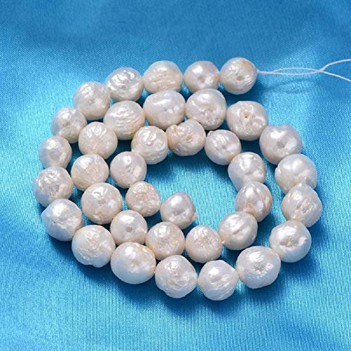 Fashewelry - Perle di perle naturali Keshi, 1 filo, colore beige, perle d'acqua dolce coltivate, 10 ~ 12 mm, per collane fai da te, bracciali, orecchini, creazione di gioielli, circa 37 pezzi