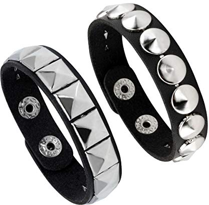 Eigso Armband Punk Gothic mit Weiche PU Leder und Glatten Nieten und Verschluss Damen und Herren
