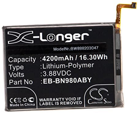 vhbw Batterie Compatible avec Samsung Galaxy Note 20, Note 20 5G Smartphone (4200mAh, 3.88V, Li-polymère)