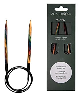 Lana Grossa Rundstricknadel Design-Holz – Stricknadeln aus Birkenholz, ergonomisch & farbig – Ideal für Pullover, Schals, Mützen & weitere Rundprojekte 60/6,0