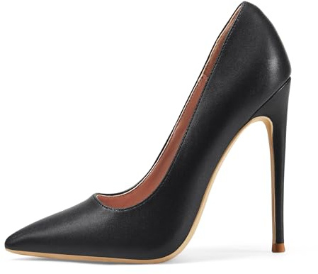 Zhabtuc 12cm Stiletto High Heels Court Shoes, Black Matte, 3.5 UK