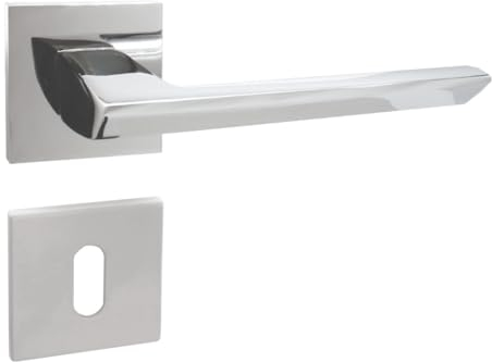 domino ELENA QR SLIM M6 - Maniglia per porta della camera, dell'ufficio, della cantina e della porta interna, in alluminio cromato