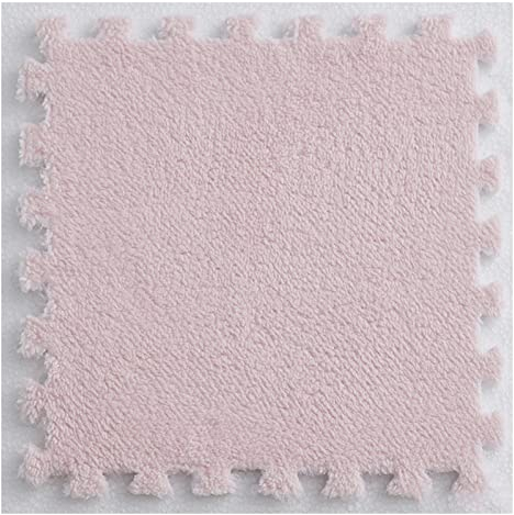 30 Ineinandergreifende Schaumstoffmatten, Flauschige Teppichfliesen, Plüschteppich, 30 X 30 cm Weiche, Krabbelnde Spielmatten-Bodenfliesen, Schlafzimmer-Eva-Schaumstoffmatte,Light pink