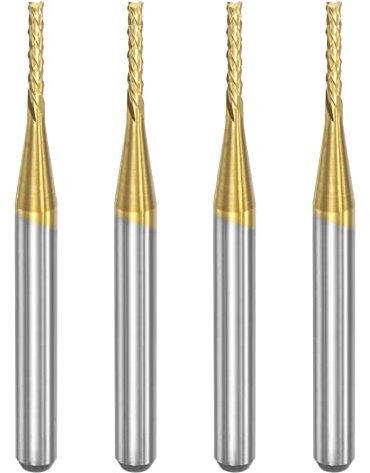 sourcing map 4 Stück VHM Schaftfräser 1.2 mm, Klingenlänge 8 mm Titanbeschichtet-Beschichtung CNC Fräser für Edelstahl, Verbundwerkstoffe und Legierungen