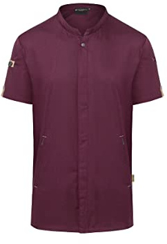 Karlowsky JM 36 PASSION GREEN-GENERATION Kurzarm Kochjacke aus Recyceltem Plastik, Vorderseite: 65% Polyester/35% Baumwolle, Rückseite: 100% Polyester, Aubergine, Größe 56