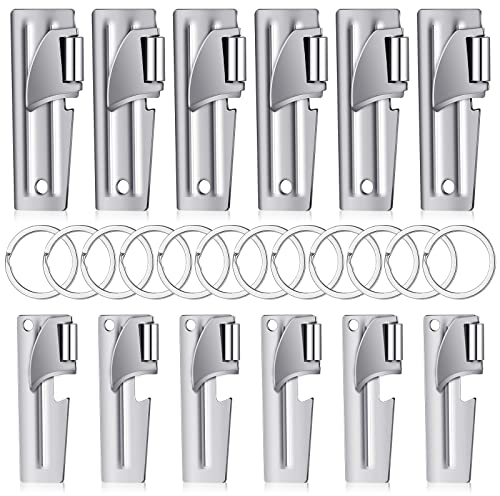 P-38 and P-51 Military Style Can Openers with Key Rings Stainless Steel Camping Can Opener Portable for Kitchen Travel Camping Survival(12 Set)