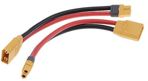 pistro XT60 Buchse auf XT90 Stecker, 10 AWG, Silikon, Rot + Schwarz, 2 Stück