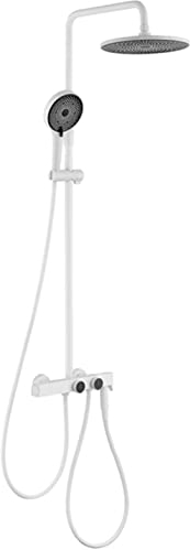 DERBUT Duschsystem, Duscharmatur-Set, Thermostat-Regendusche, Kombi-Set, Wandmontage, Badewanne und Duschverkleidungs-Set mit 10-Zoll-Regendusche, Wanneneinlauf, Handbrause, Bidet SPR