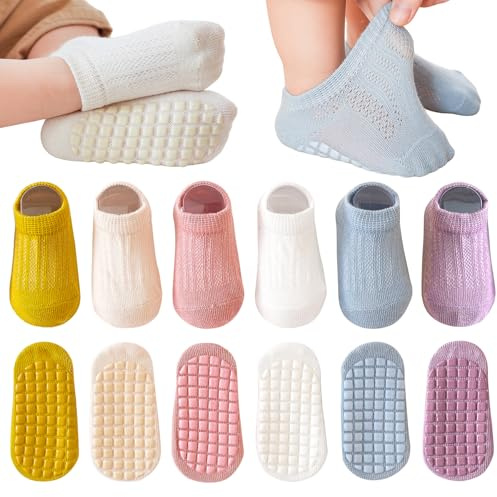 YANWANG Bebé Antideslizante Tobillo Calcetines De Dibujos Animados Lindo Agarre Calcetines Para Bebés Niños Niños Niñas Multicolores 6 Par