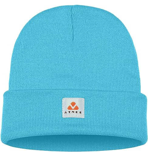 ATNKE Strick Beanie Mütze Dehnbar Weich Warm Täglich Winter Mützen mit Manschetten für Herren und Damen Geschenke/Light Blue