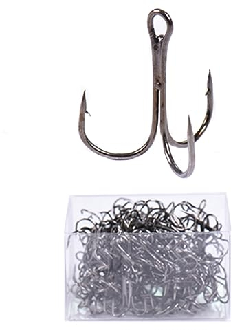 High Carbon Steel Treble Hooks, Size 5/0#, Sharpened Fish Hooks, Freshwater Saltwater Fishing Tackle for Pike, Zander, Perch, Pack of 50