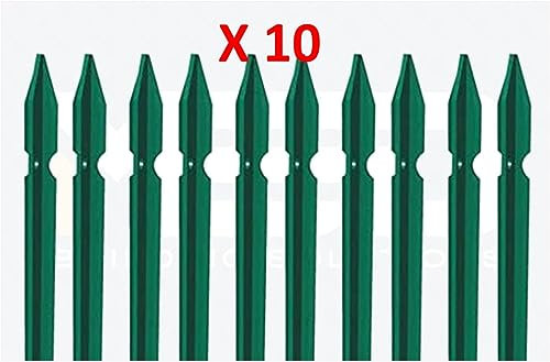 Service Solutions 10 PZ Palo Paletto in ferro a T 30x30x3 mm Plastificato Verde per Rete Recinzione Metallica – Altezza 125CM – Robusto, Anticorrosione – TUTTE LE MISURE - MADE IN ITALY (10, H 125 CM)