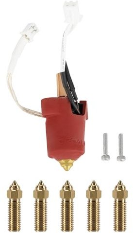 Creality Ender 3 V3 KE Ceramic Heating Block Kit, 3D Printer Parts All Metal Heat Break 300°C High Temperature Resistance Hotend Heating Block Kit with 5PCS Brass Nozzles for Ender 3 V3 KE