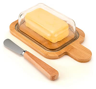 Butterbehälter aus Glas mit Deckel, Butterdose für 200 g Lagerung und Konservierung, verwendet in Küchen, Kühlschränken, halten Sie Butterbehälter Butterdose mit Deckel