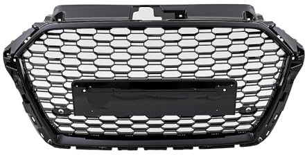 LNCZX Coche Rejillas Frontales de Radiador para Audi A3 8V RS3 2017 2018 2019 2020, Parrilla Calandra Delantera Cubierta Malla Parachoque Piezas Embellecedores