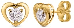 Amberta Allure Petites Boucles d'Oreilles en Or 9 Carats pour Femmes: Boucles d'Oreilles Cœur pour Femmes