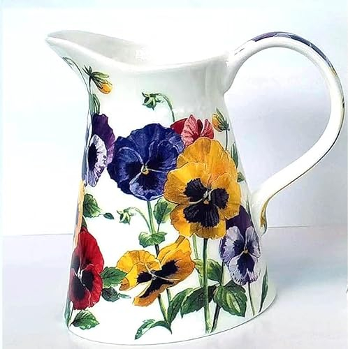 Heritage Porcelain Pitcher Jug - 11cm with Unique Pansy Design - Perfect Kitchen Jug for Water, Milk, Cream, Gravy, Sauce or Custard - Great Housewarming or Moving Gift