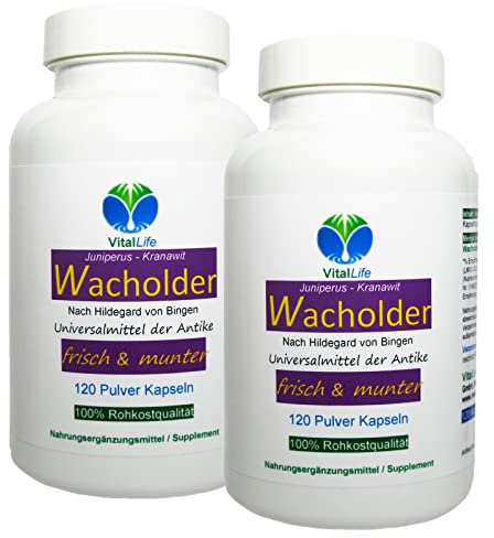 WACHOLDERBEEREN Wacholder 240 Kapseln VERDAUUNG Blähungen Völlegefühle Sodbrennen Nieren durchspülen + Wasser ausscheiden. Magen Darm Leber Galle. 100% NATUR pur [Ohne ZUSATZSTOFFE] 82900-2