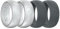 King Will Silicone Mens Ring for Men - 8mm Wide Rubber Engagement Bands, Geometry/Waves Etched Design, Comfort Fit Ring - Variety Multipack Silver/Grey Size T 1/2(62.08mm)