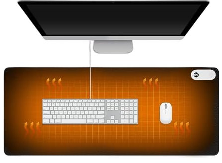KQWVZ Tapis de Souris Chauffant, 80x33CM Tapis de Souris avec Fonction Chauffante, Tapis de Bureau Chauffant, Température en Trois étapes 3 Heures Arrêt Automatique pour Bureau à la Maison (Noir)