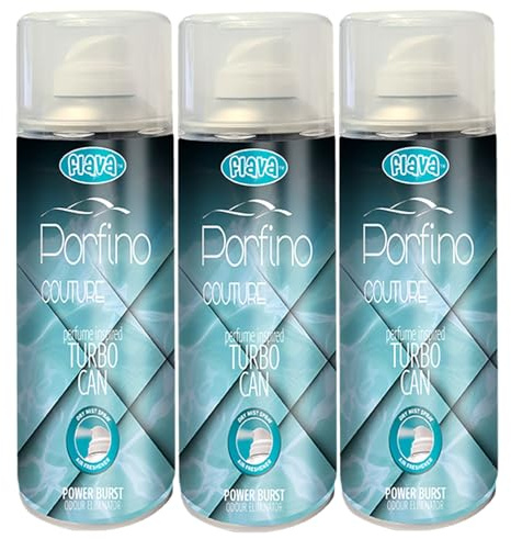 Porfino Couture Turbo Car Air Freshener Spray – Powerful, Strong & Long Lasting Odour Eliminating Citrus Floral Scent – Interior Freshener & Essential Car Accessories for Men and Women – 400ml, 3 Pack