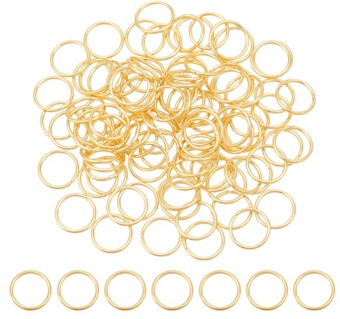 HOBBIESAY 100 Stück Goldene Biegeringe 8mm Offener Biegering Aus Edelstahl 18 Karat Vergoldete Biegeringe Ungelötete Ringverbinder Kleiner Spaltring Schmuckherstellungszubehör