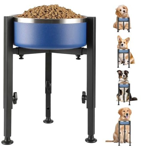 TAZZOR Gamelle surélevée pour chien - 4 hauteurs réglables - Largeur réglable : 17 à 30 cm - Support pour chiens de grande taille et moyenne - Gamelle non incluse