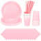 Pink Party Tableware Set,80PCS Paper Plates and Napkins,Disposable Tableware Set 20 Guests,Baby Pink Party Decorations for Table Decorations