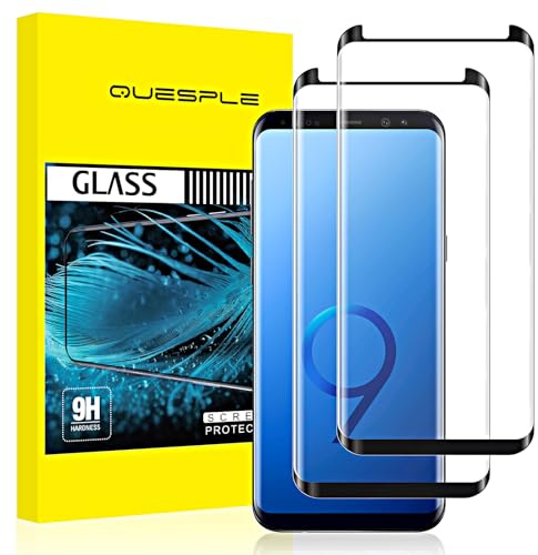 QUESPLE [2 Stück] Panzerglas Schutzfolie für Samsung Galaxy S9, Anti-Kratzen, Ultra-klar, Anti-Bläschen, 3D-Vollständige Abdeckung Gehärtetem Glas Displayschutzfolie für Galaxy S9