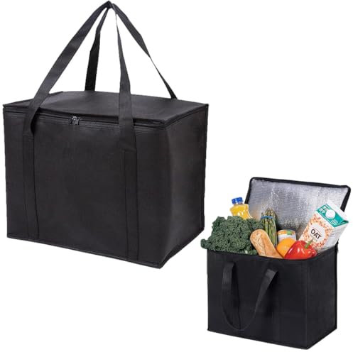 18 L Insulated Food Bags, Large Premium Quality Insulated Collapsible Cooler Bag with Zipper Closure, Reusable Grocery Food Delivery Bag Easy to Carry Design, for Delivery Camping Picnic Grocery
