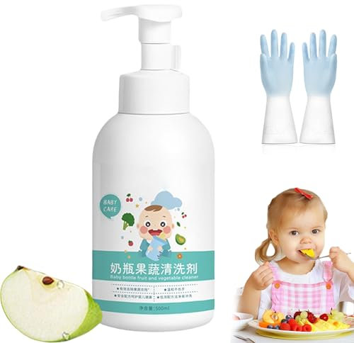 Fruit and Vegetable Baby Bottle Cleaner, Botle and Dish Soap, Fruit & Vegetable Wash for Babies, Baby Dish Soap and Bottle Cleaner, for Safe Clean Eating (500ML)