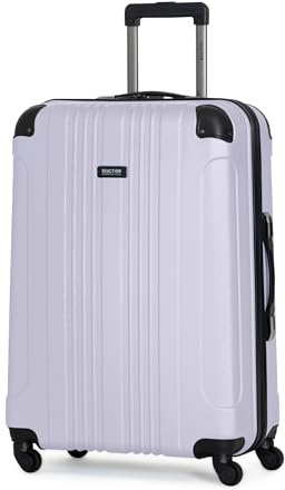 Kenneth Cole REACTION Out of Bounds Lightweight Hardshell 4-Wheel Spinner Luggage, Lavender, 28-Inch Checked, Hardside 28 Checked Luggade with Spinner Wheels